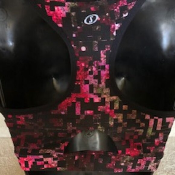 Spalding Sports Activewear Racer Back Print Top w Mesh Pink + Purple Sz L NWOT - Picture 3 of 5